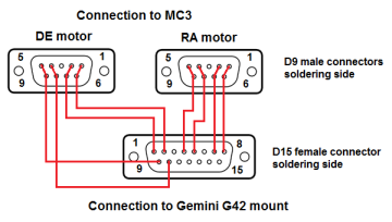 Adapter cable for using MC3 with Gemini G42 mount