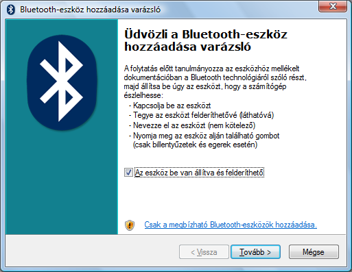 A Bluetooth interfész konfigurálása