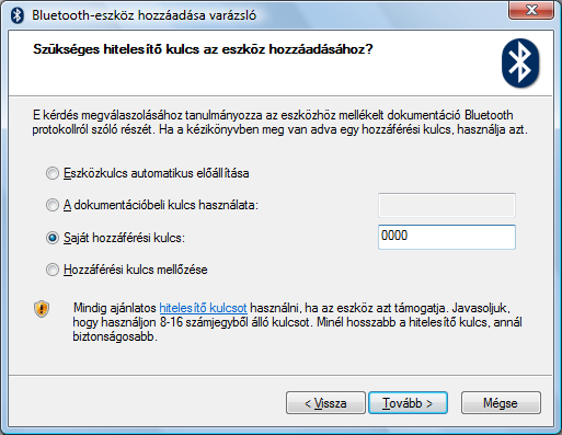 A Bluetooth interfész konfigurálása