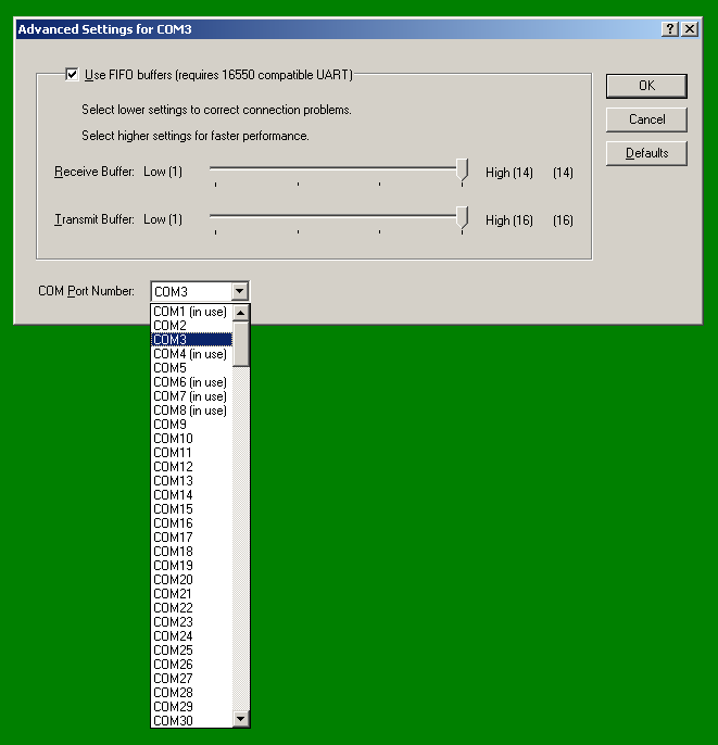 Configuring USB to serial adapter